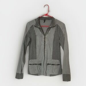 XCVI Womens Utility Jacket Small Olive Green Lightweight Zip Pocket Casual